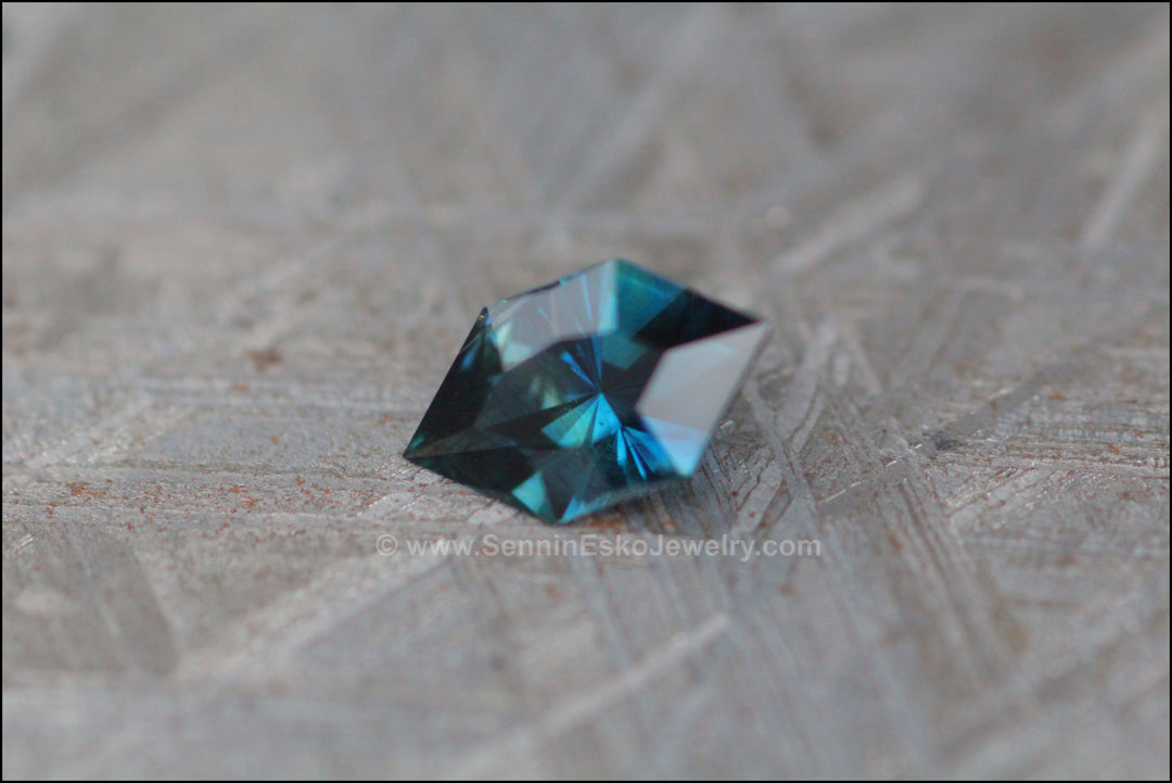 1ct Inky Blue-Green Kenyan Sapphire Hexagon - 8.8x5mm Sennin Esko Jewelry Archive Tag, Beads, Blue Sapphire, Craft Supplies & Tools, Cushion Sapphire, Fantasy Cut, Fantasy Cu Past Hand Cut Gemstones