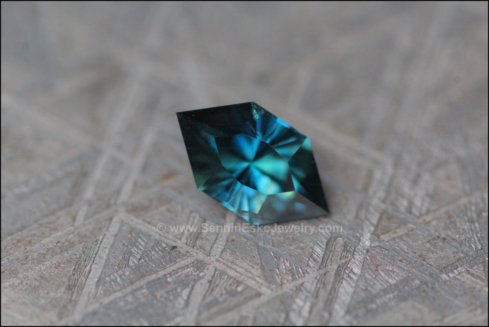 1ct Inky Blue-Green Kenyan Sapphire Hexagon - 8.8x5mm Sennin Esko Jewelry Archive Tag, Beads, Blue Sapphire, Craft Supplies & Tools, Cushion Sapphire, Fantasy Cut, Fantasy Cu Past Hand Cut Gemstones