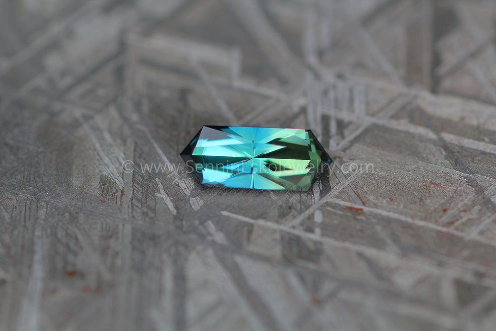 1.7 carat Parti Yellow/Blue Sapphire Hexagon - Scissor Cut, 11.2x4.4mm Sennin Esko Jewelry Archive Tag, Beads, Blue Sapphire, Craft Supplies & Tools, Cushion Sapphire, Fantasy Cut, Fantasy Cu Past Hand Cut Gemstones