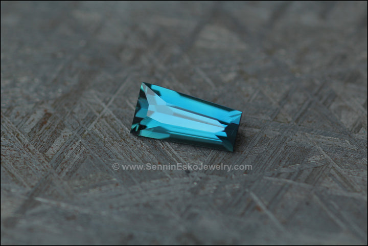 1.5ct Teal Kenyan Sapphire Tapered Baguette - 9.6x4.7x3.8mm Sennin Esko Jewelry Beads, Blue Sapphire, Craft Supplies & Tools, Cushion Sapphire, Fantasy Cut, Fantasy Cut Sapphire, G Ready To Ship Gemstones