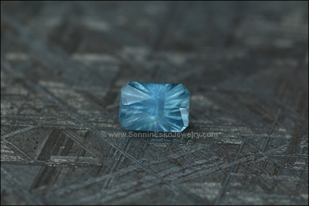 2.6ct Light Teal Montana Sapphire Octagon - 8.6x5.9mm Sennin Esko Jewelry Beads, Blue Sapphire, Craft Supplies & Tools, Cushion Sapphire, Fantasy Cut, Fantasy Cut Sapphire, G Ready To Ship Gemstones