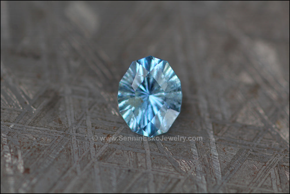 1.5ct Blue/Silver Umba Sapphire Oval Dodecagon- Fantasy Cut - 9x6.7mm Sennin Esko Jewelry Archive Tag, Beads, Blue Sapphire, Blue Silver Sapphire, Craft Supplies & Tools, Cushion Sapphire, F Past Hand Cut Gemstones