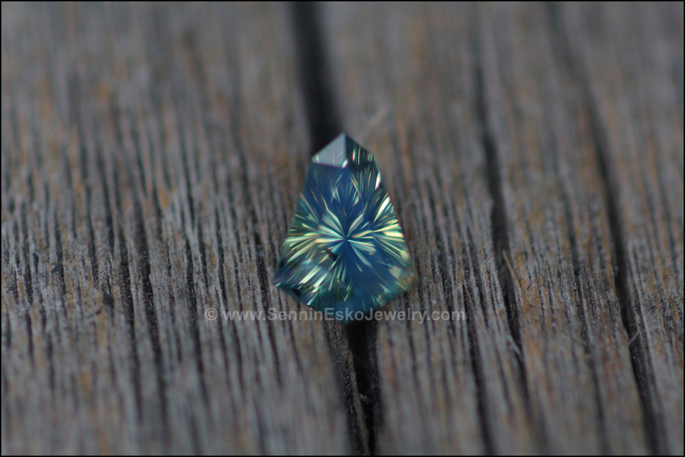 1.67ct Blue/Yellow/Green Opalescent Sapphire Kite - Fantasy Cut 9x7mm Sennin Esko Jewelry Craft Supplies & Tools, Fantasy Cut, Fantasy Cut Sapphire, Gems & Cabochons, Gemstone, Gemstones, ha Past Hand Cut Gemstones