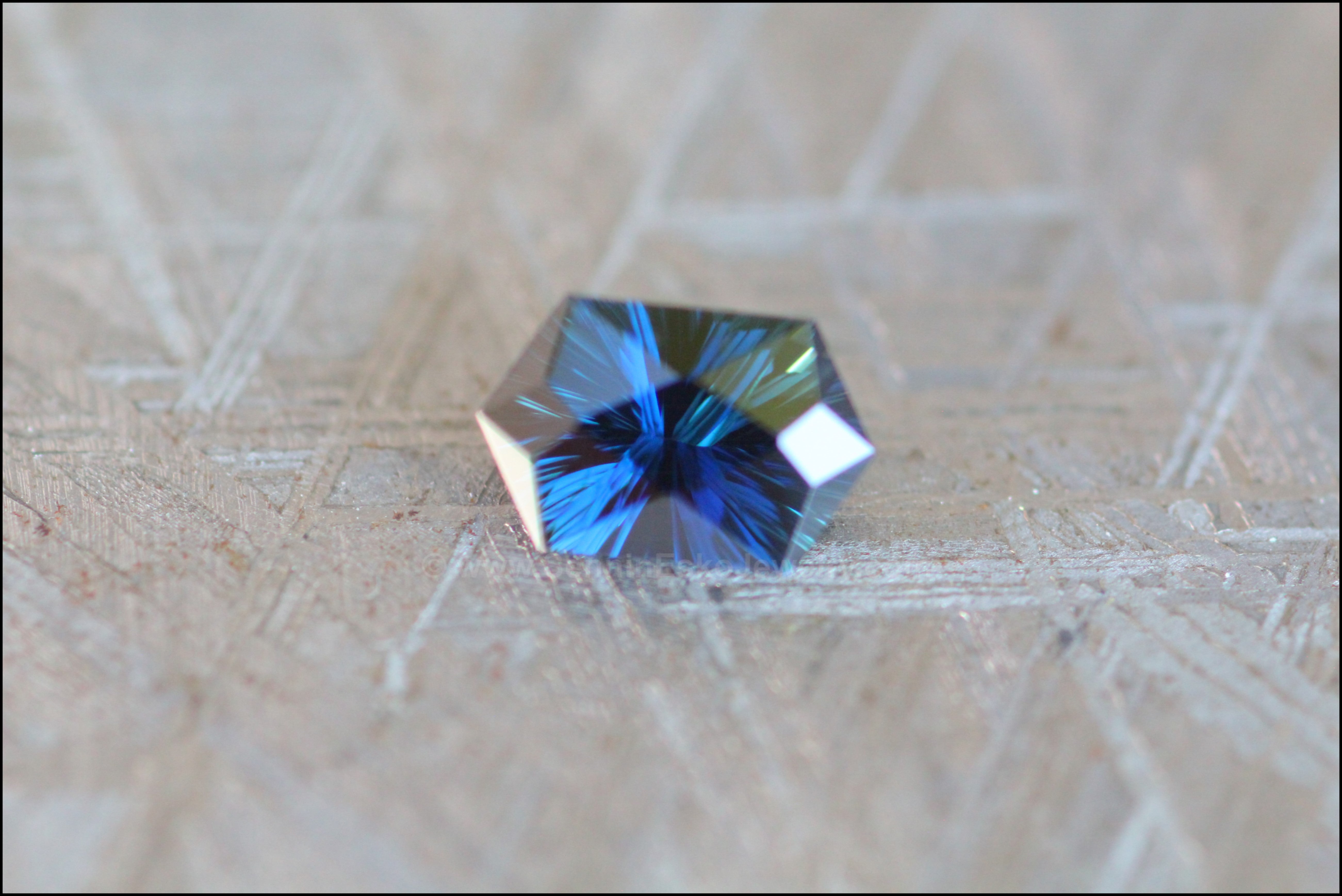 1.24ct Inky Blue Sapphire Hexagon - Fantasy Cut 7.7x4.9mm