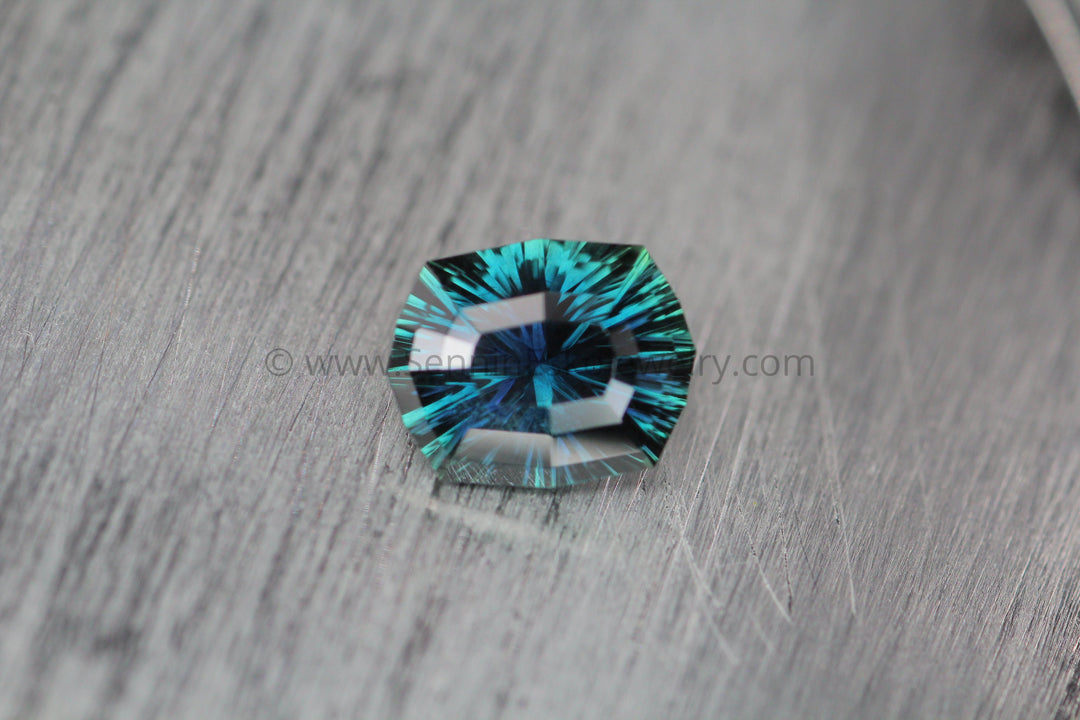 Kenyan Blue/Green Sapphire Sennin Esko Jewelry Alternative Ring, Archive Tag, Diamond Ring, Sapphire Ring Past Hand Cut Gemstones