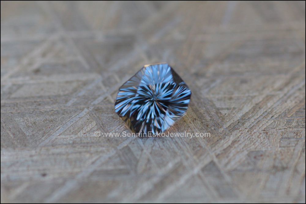 1.2 carat Blue/Gray Spinel Octagon - Fantasy Cut 6.6x5.8mm Sennin Esko Jewelry Blue Spinel, Fantasy Spinel, Garnet, Gemstone, Gemstones, Gray Spinel, Gray Spinel Ring, Grey Spinel Past Hand Cut Gemstones