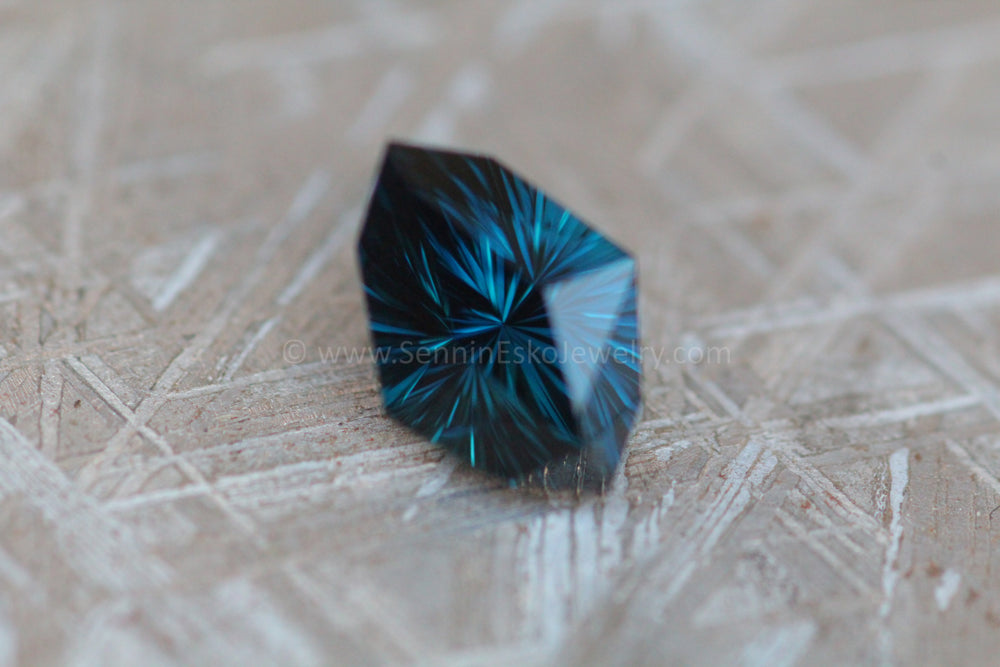 3.3 Carat Inky Blue Kenyan Sapphire Kite - 11x7.8mm Octagonal Fantasy Kite Design Sennin Esko Jewelry Blue Sapphire, Deep Blue Sapphire, Deep Blue Sapphire Kite, Fantasy Cut Sapphire, Fantasy Sapphire,  Past Hand Cut Gemstones