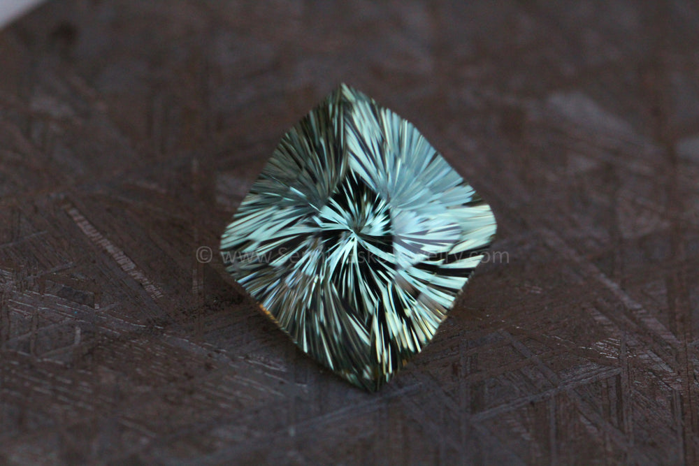 9.1 Carat Mint Congo Tourmaline Shield - 15.5x14.9mm Dodecagonal Fantasy Shield Sennin Esko Jewelry Fantasy Green Tourmaline, Fantasy Tourmaline, Gemstone, Green Tourmaline, Green Tourmaline bezel, Gr Ready To Ship Gemstones