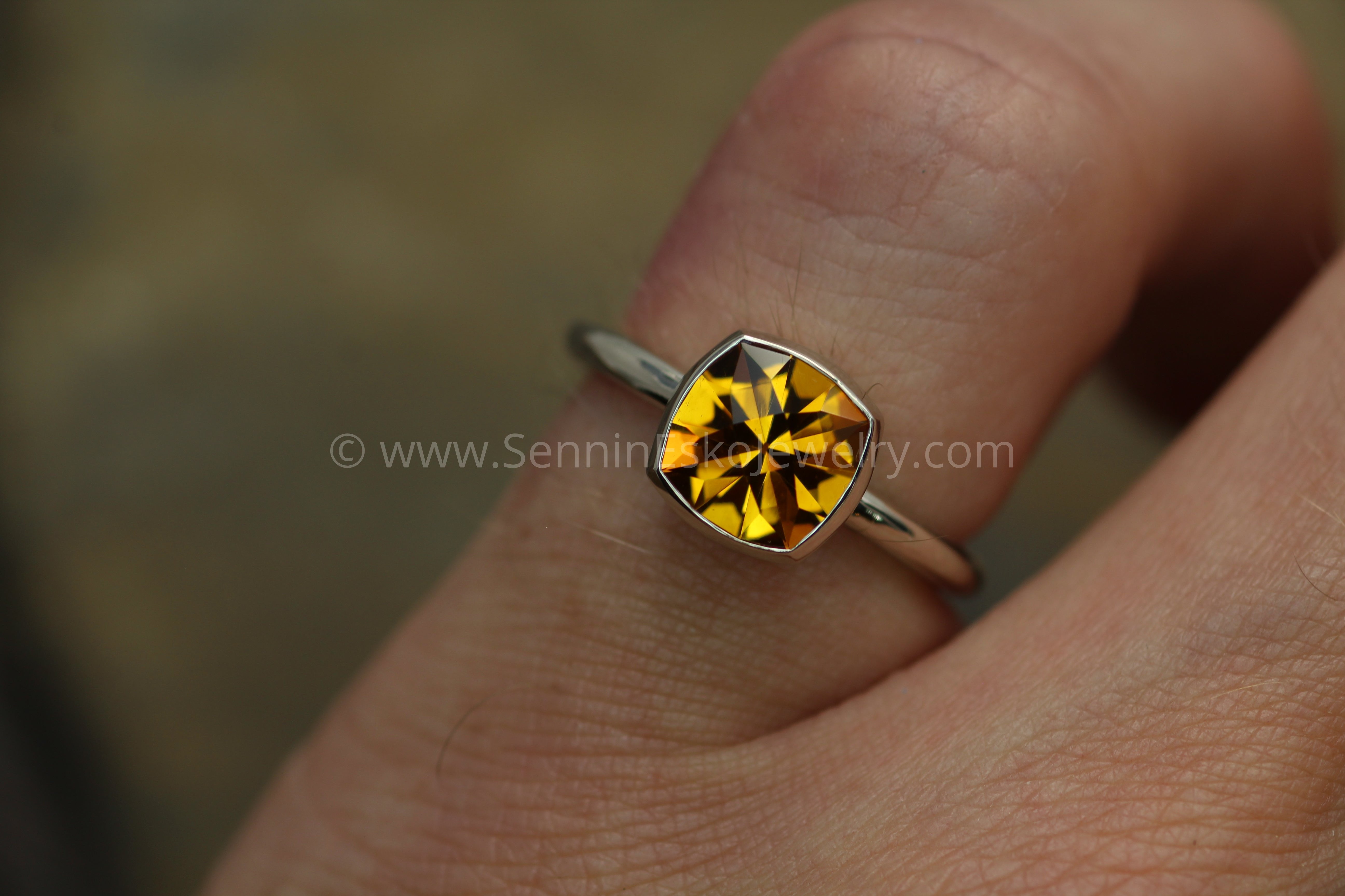 Citrine Blue Topaz Floral Elegance ring - 14K White Gold |JewelsForMe