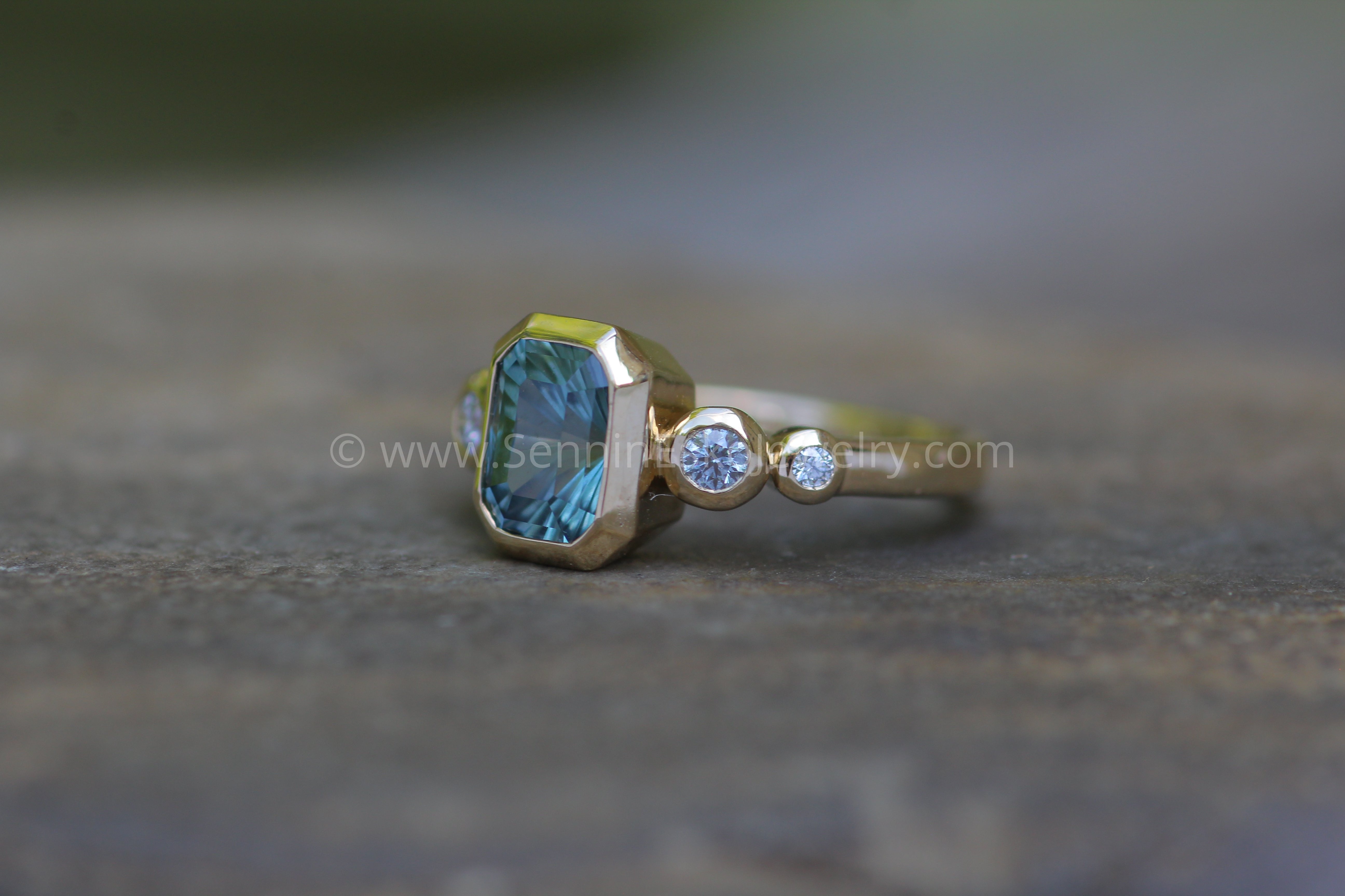 Five Stone Diamond Accented Multi Bezel Setting - Depicted