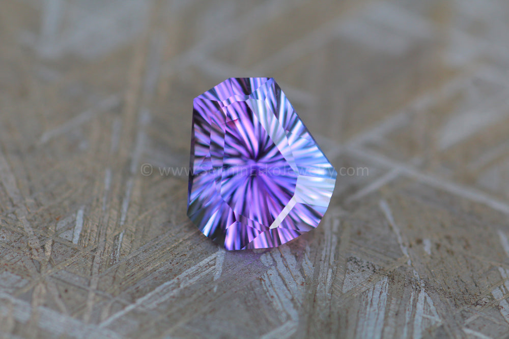 3.89 Carat Purple/Violet Tanzanite Octagonal Shield - 11.2x10mm - Fantasy Cut Sennin Esko Jewelry Blue Tanzanite, Cushion Tanzanite, Fancy Tanzanite, Fantasy Cut, Fantasy Cut Tanzanite, Fantasy Tanz Ready To Ship Gemstones