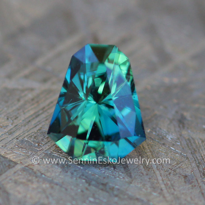 1.1 Carat Inky Green/Blue Kenyan Sapphire Octagon - 6.5x5.3mm, Fantasy Shape Sennin Esko Jewelry Blue Sapphire, Deep Blue Sapphire, Fantasy Cut Sapphire, Fantasy Sapphire, Fantasy Sapphire Ring, Ge Past Hand Cut Gemstones