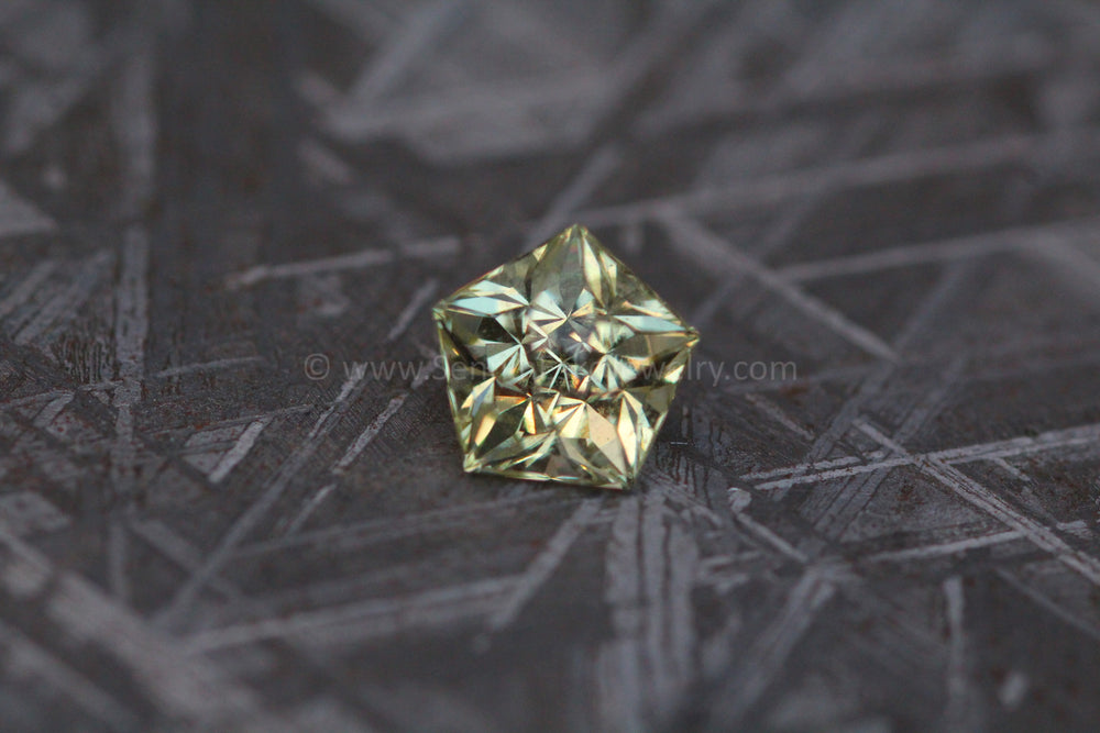 1.3 Carat Golden Heliodor Pentagon - 6.7x6.7mm, Fantasy Shape Sennin Esko Jewelry Aquamarine Ring, Beryl, Gemstone, hand cut, Heliodor, Indigo, Pentagon, Precision cut, Ready To Ship Ready To Ship Gemstones