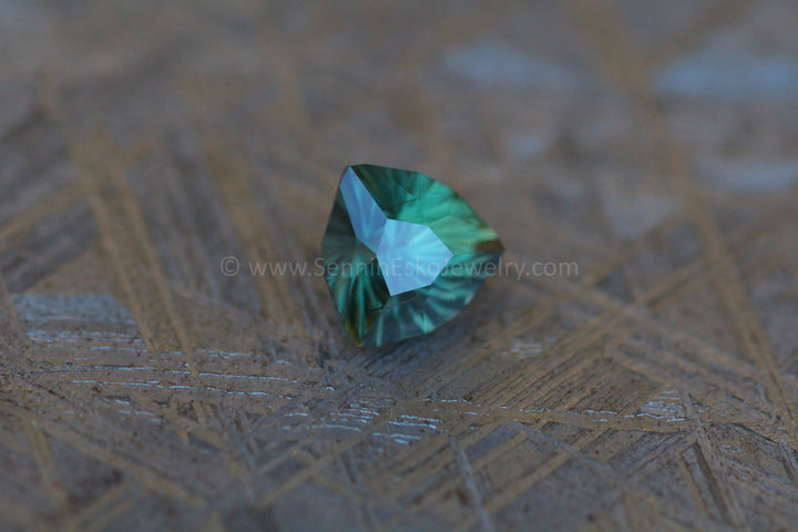 1.2 Carat Forest Green Kenyan Sapphire Trillion - 6.4x6.4mm, Fantasy Cut Sennin Esko Jewelry Fantasy Cut Sapphire, Fantasy Sapphire, Fantasy Sapphire Ring, Gemstone, Green Sapphire, Green Sapph Ready To Ship Gemstones