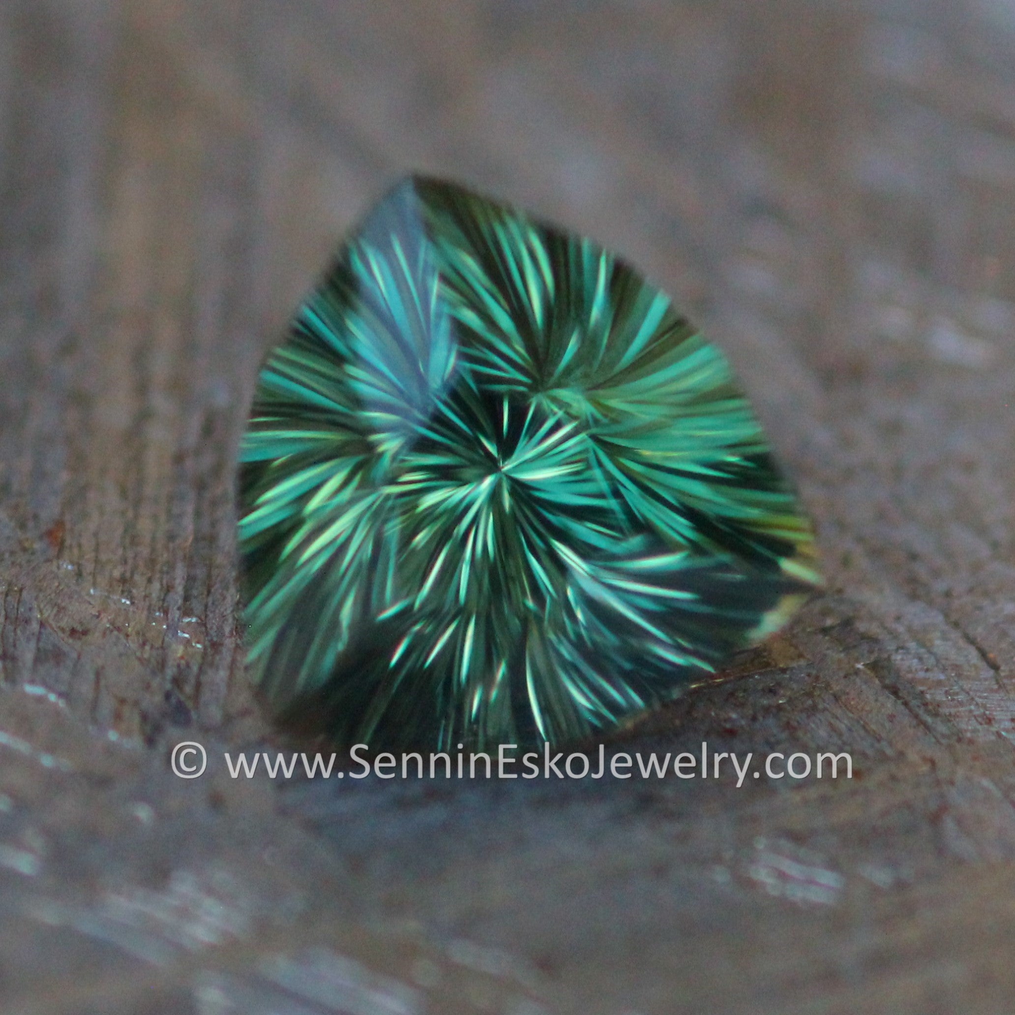 1.2 Carat Forest Green Kenyan Sapphire Trillion 6.4x6.4mm Fantasy Cut