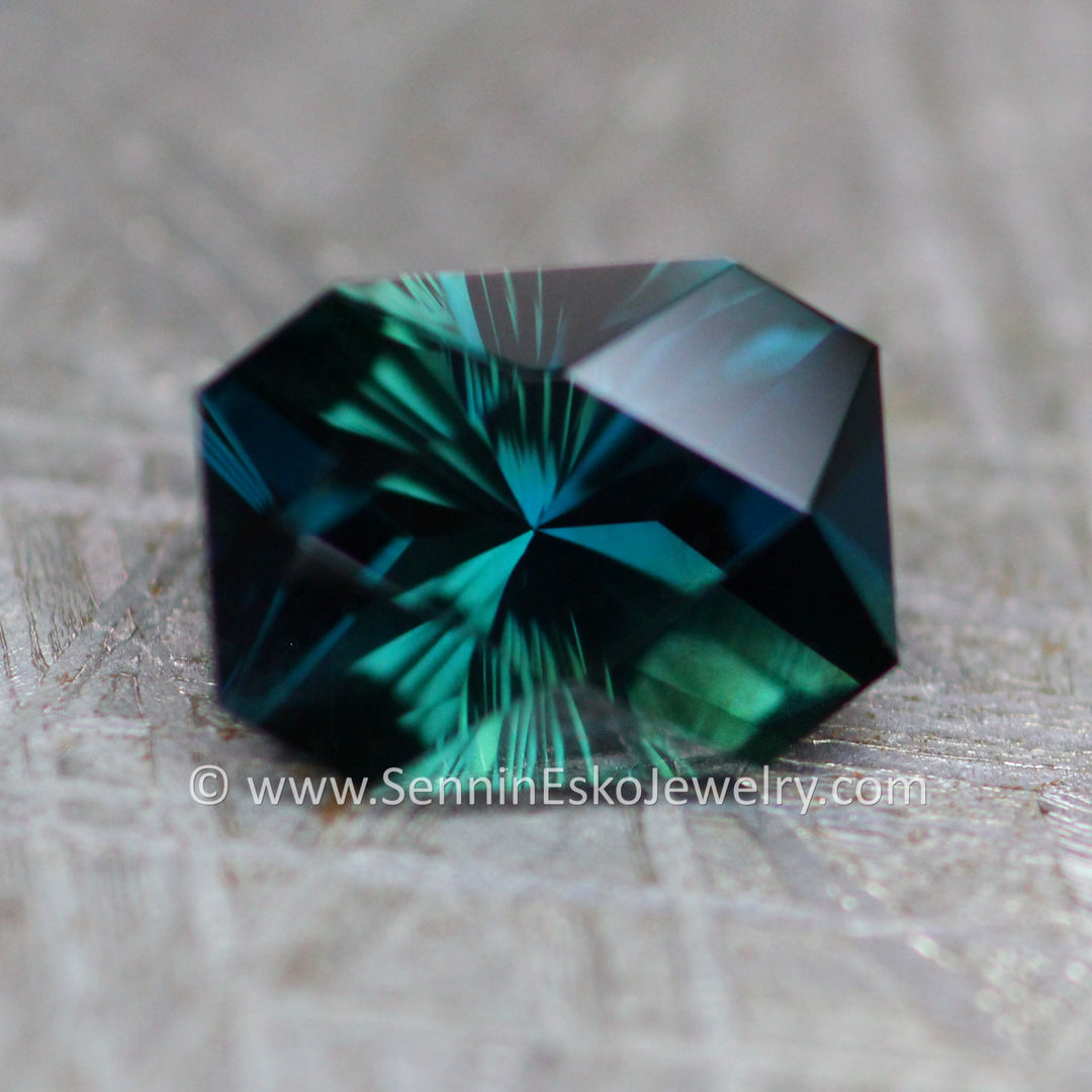 Carat Inky Navy Blue/Green Sapphire Octagon Fantasy Cut