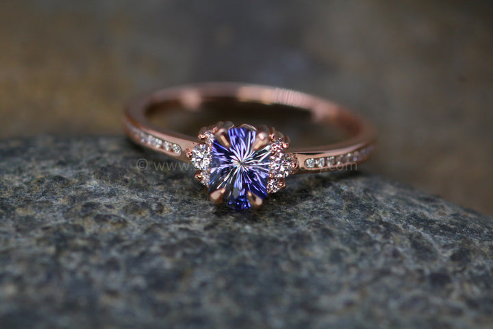 Multi Prong & Channel Set Ring Setting - Depicted with a 0.7 carat Fantasy Cut Sapphire (Setting Only, Center Stone Sold Separately)