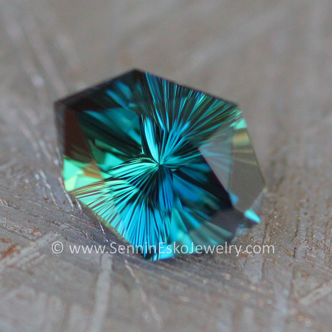 Carat Deep Neon Blue/Green Sapphire Kite Fantasy Cut