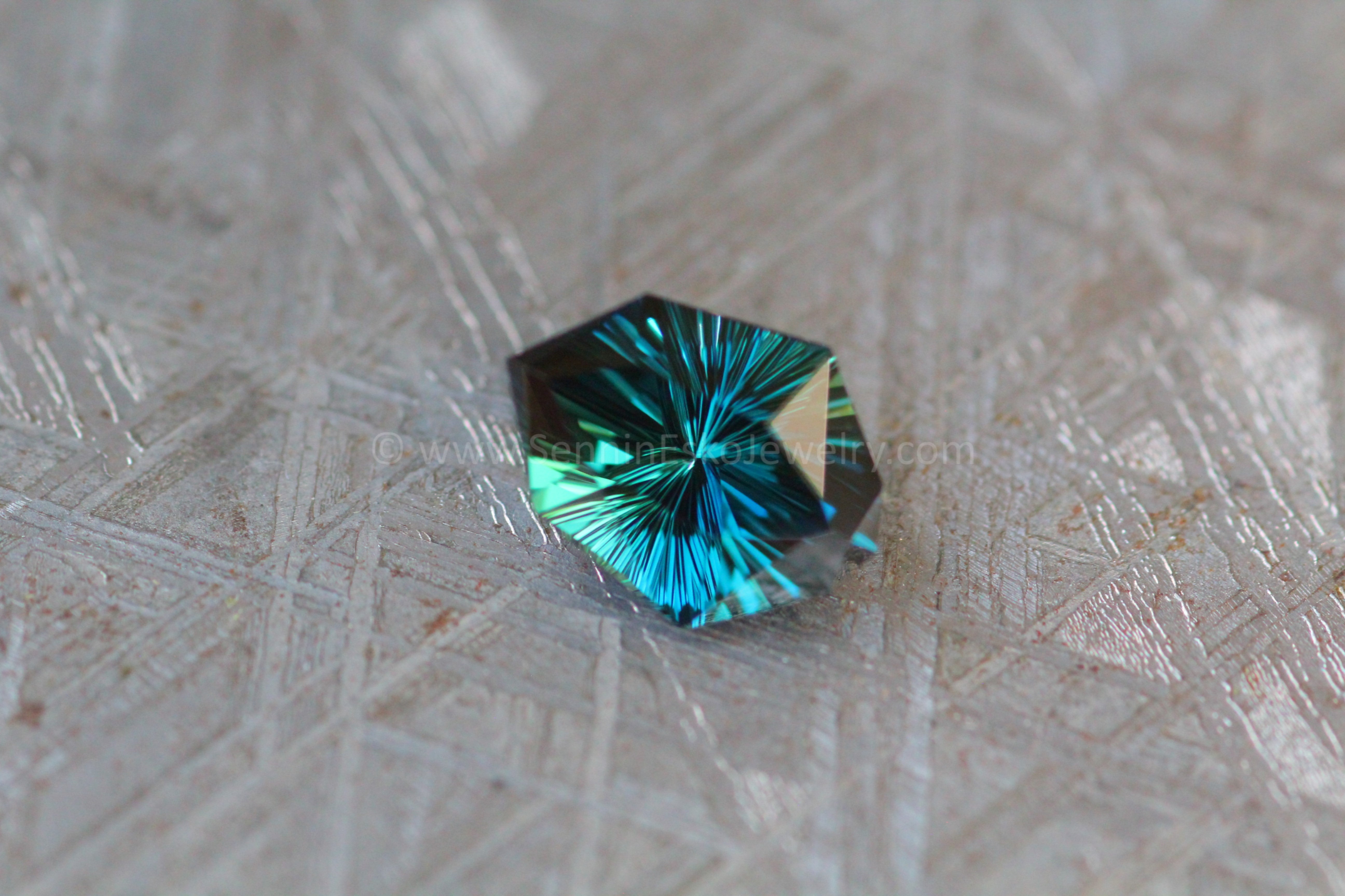1.76 Carat Deep Neon Blue/Green Sapphire Kite - 8.8x6.7mm, Fantasy