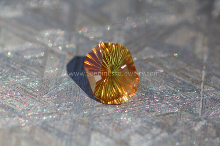 1.8 Carat Burnt Orange Sapphire Decagon - Fantasy Cut 8.5x6.3mm