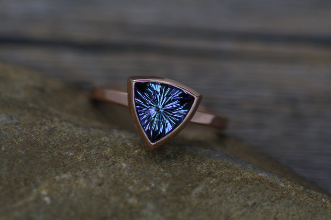 Custom Listing for Rebecca - Unheated Tanzanite Trillion Rose gold Bezel Ring Sennin Esko Jewelry Custom LIsting, Tanzanite Custom Listing