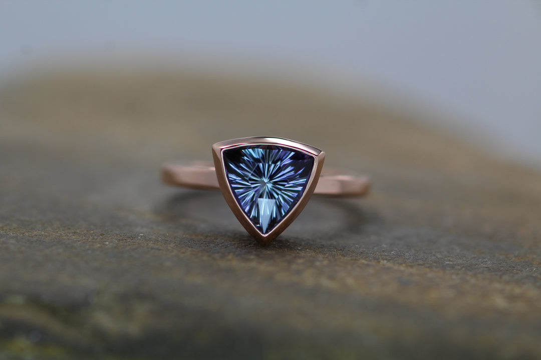 Custom Listing for Rebecca - Unheated Tanzanite Trillion Rose gold Bezel Ring Sennin Esko Jewelry Custom LIsting, Tanzanite Custom Listing