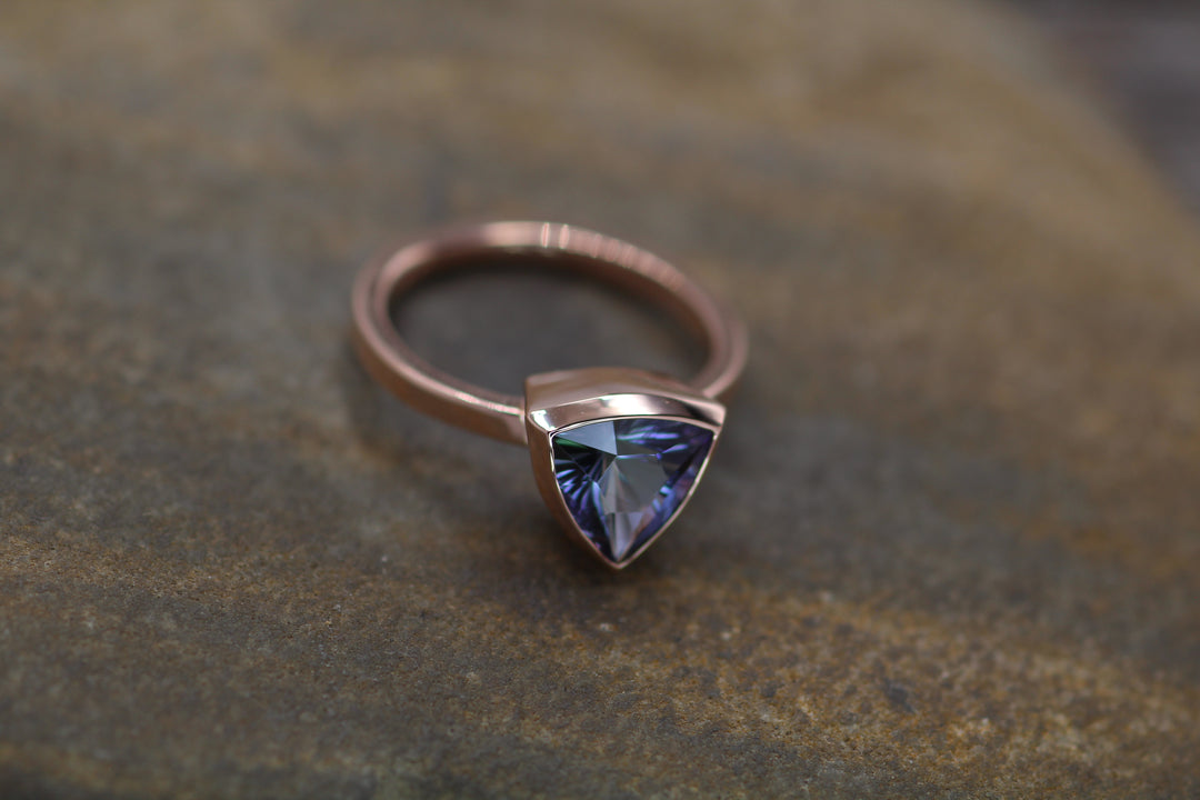 Custom Listing for Rebecca - Unheated Tanzanite Trillion Rose gold Bezel Ring Sennin Esko Jewelry Custom LIsting, Tanzanite Custom Listing