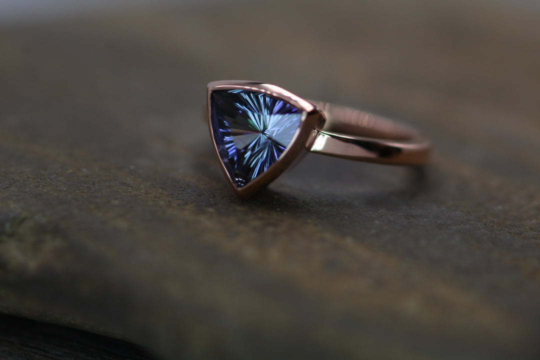 Custom Listing for Rebecca - Unheated Tanzanite Trillion Rose gold Bezel Ring Sennin Esko Jewelry Custom LIsting, Tanzanite Custom Listing