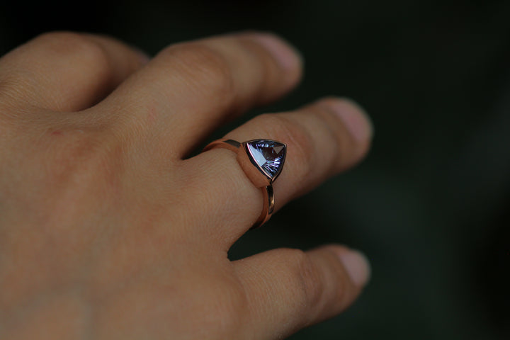 Custom Listing for Rebecca - Unheated Tanzanite Trillion Rose gold Bezel Ring Sennin Esko Jewelry Custom LIsting, Tanzanite Custom Listing