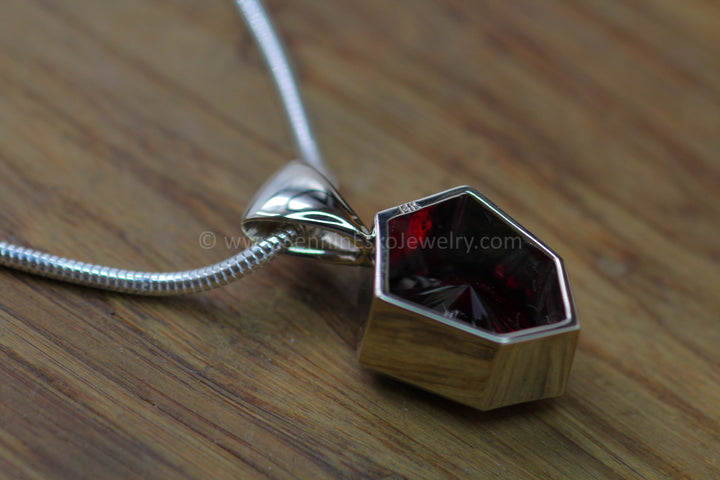 White Gold Pendant for Large & Very Large Sized Gems - Depicted with a Fantasy cut 12 Carat Rhodolite Garnet(Setting Only, Center Stone Sold Separately)