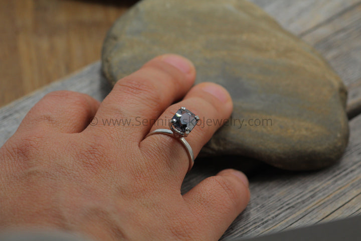 Medium/Heavy Weight Platinum Solitaire Prong Ring Setting - Fantasy Cut Gray Spinel Depicted (Setting Only, Center Stone Sold Separately) Sennin Esko Jewelry Gray Spinel, Gray Spinel Ring, Grey Spinel, Grey Spinel Gem, Jewelry, Platinum, Platinum Ring, Prong Loose Settings