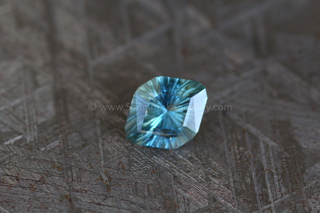 1.6 Carat Icy Blue/Green Sapphire Hexagonal Decagon - 8.3x6.4mm