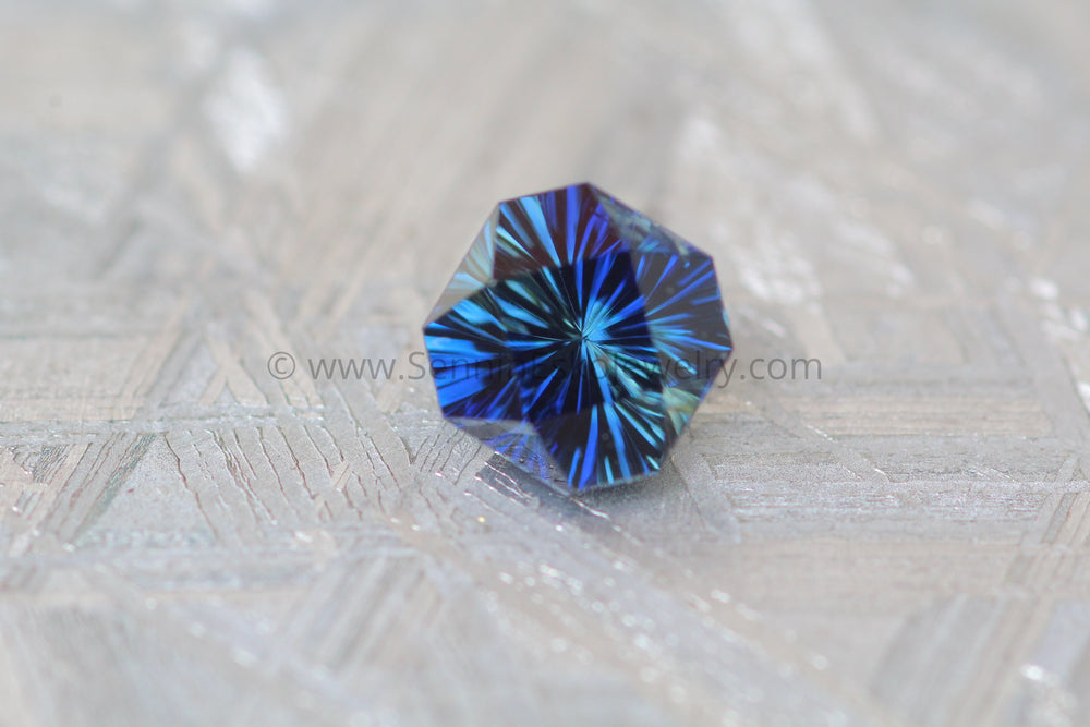 Parti Sapphire Octagon -  1.39 carats, Fantasy Cut - Deep Blue Sapphire - 6.2x5.8mm Sennin Esko Jewelry Archive Tag, Beads, Blue Sapphire, Craft Supplies & Tools, Cushion Sapphire, Fantasy Cut, Fantasy Cu Past Hand Cut Gemstones