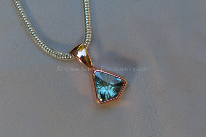 Rose Gold Pendant for Small & Medium Sized Gems - Depicted with a Fantasy cut 1.8 carat Umba Sapphire (Setting Only, Center Stone Sold Separately)