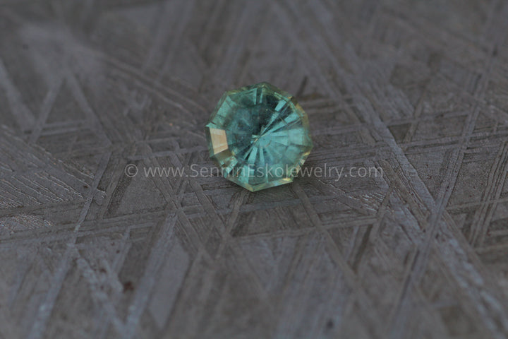 (Less Than Perfect) 1.36 carat Greenish Blue Montana Sapphire Decagon -  Precision Cut, 6.5x6.1mm Sennin Esko Jewelry Archive Tag, Beads, Blue Sapphire, Craft Supplies & Tools, Cushion Sapphire, Decagon, Fantasy Cut, F Past Hand Cut Gemstones