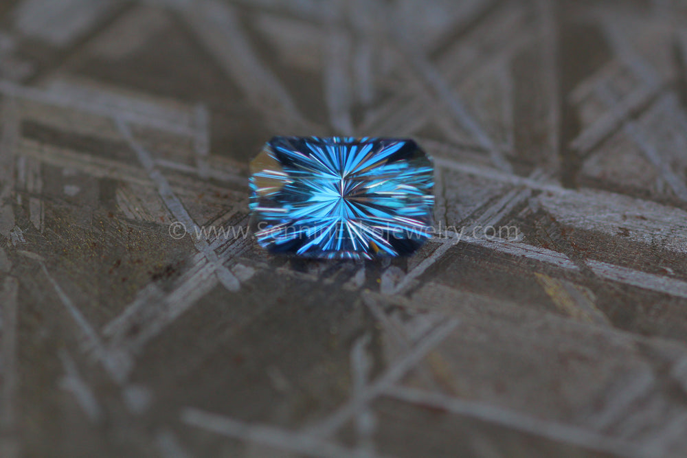 1.2 carat Bluish Violet Umba Sapphire Octagon - Fantasy Cut, 7.3x4.8mm Sennin Esko Jewelry Archive Tag, Beads, Blue Sapphire, Cushion Sapphire, Electric Sapphire, Fantasy Cut, Fantasy Cut Sap Past Hand Cut Gemstones