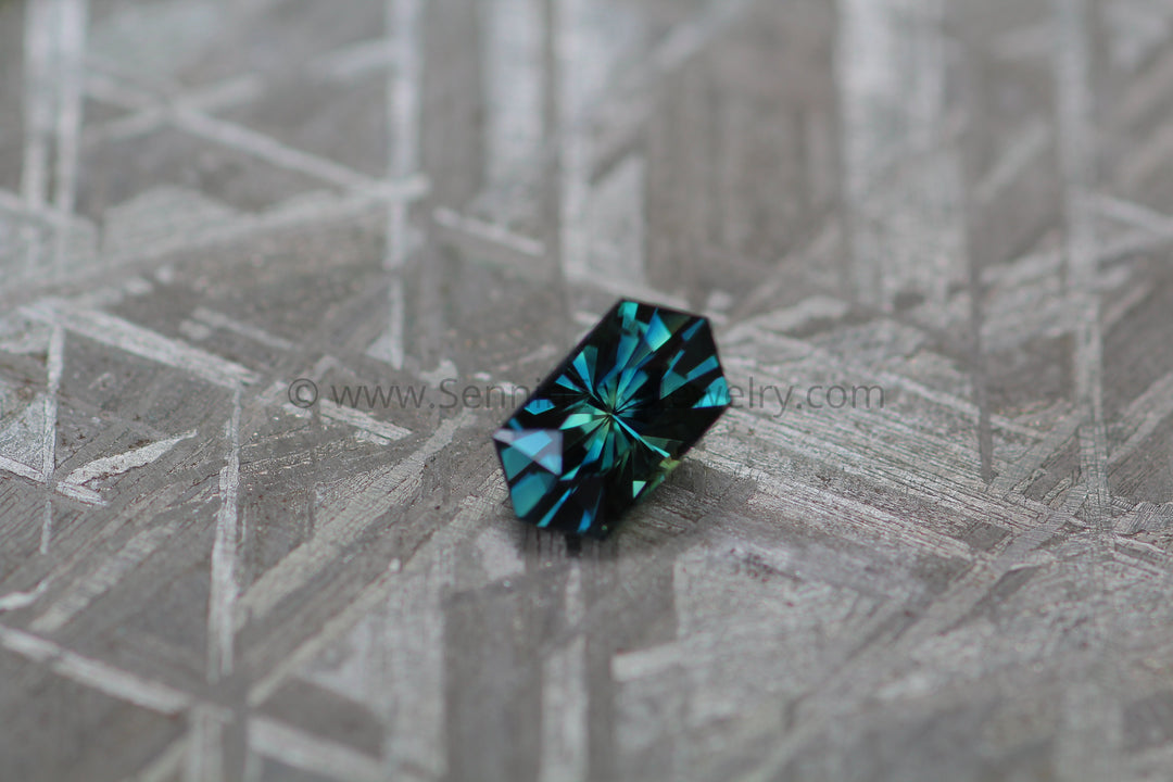 1.43 carat Parti Sapphire Hexagon - Bluish Green and Yellow -  Precision Cut, 7.9x4.4mm Sennin Esko Jewelry Archive Tag, Beads, Blue Sapphire, Craft Supplies & Tools, Cushion Sapphire, Fantasy Cut, Fantasy Cu Past Hand Cut Gemstones