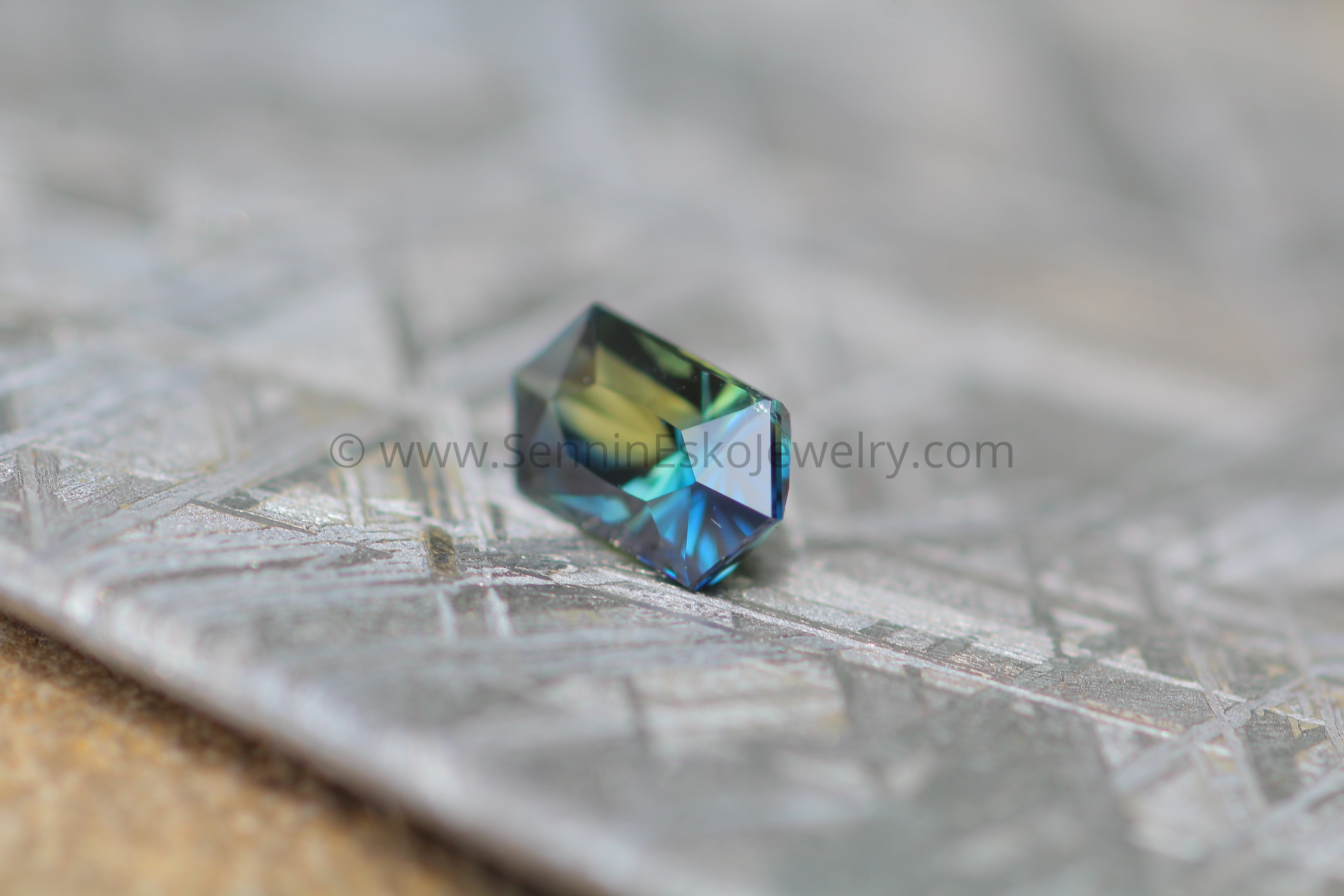 1.43 carat Parti Sapphire Hexagon - Bluish Green and Yellow