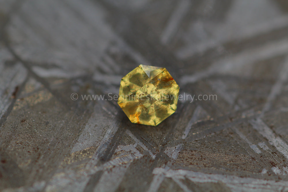 0.53 Carat Salt & Pepper Yellow Sapphire Octagon - 4.5mm Sennin Esko Jewelry Archive Tag, Beads, Blue Sapphire, Craft Supplies & Tools, Cushion Sapphire, Fantasy Cut, Fantasy Cu Past Hand Cut Gemstones
