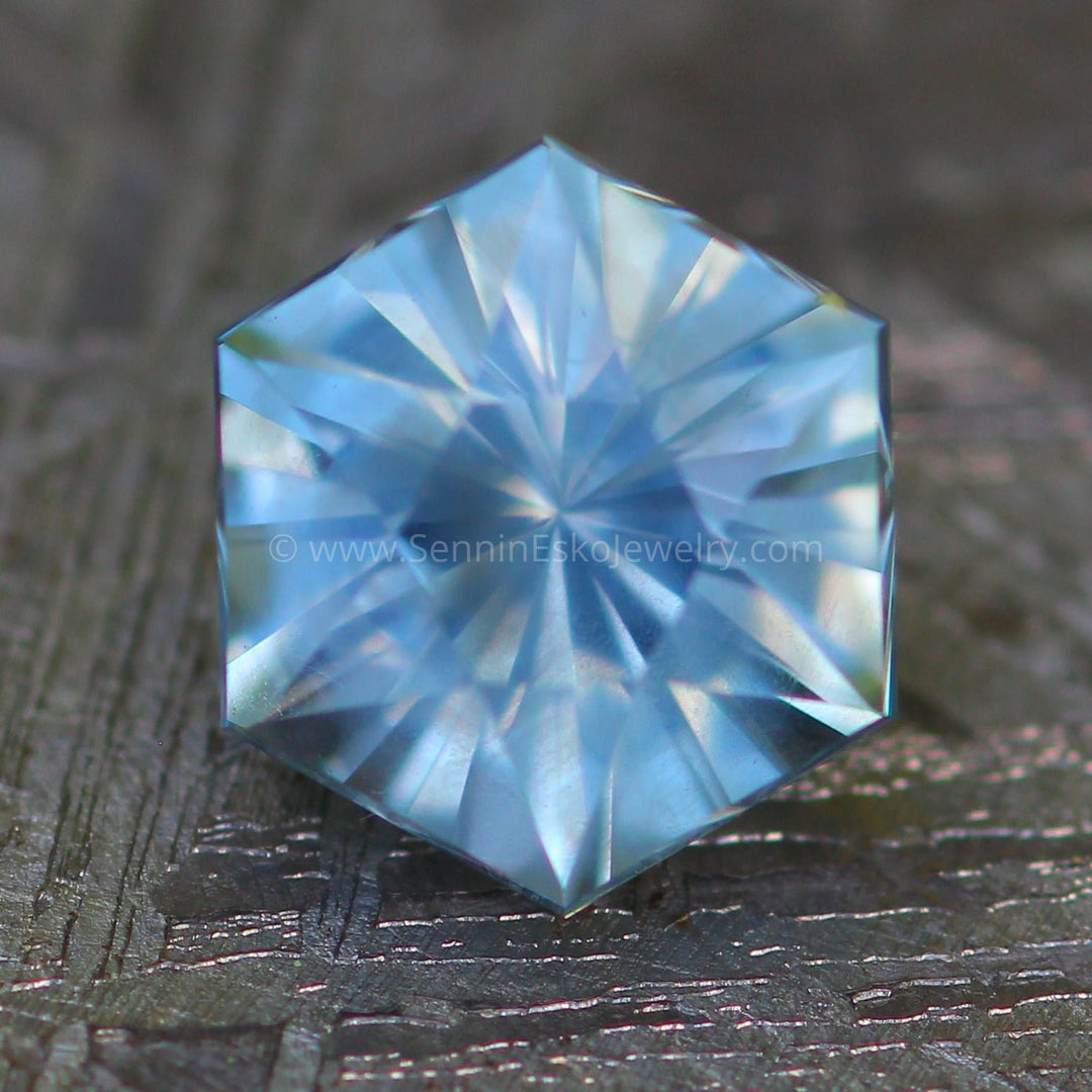 Montana Sapphire 1.24 carat Hexagon -  Precision Cut, 6.2x5.4mm Sennin Esko Jewelry Archive Tag, Beads, Blue Sapphire, Craft Supplies & Tools, Cushion Sapphire, Decagon, Fantasy Cut, F Past Hand Cut Gemstones