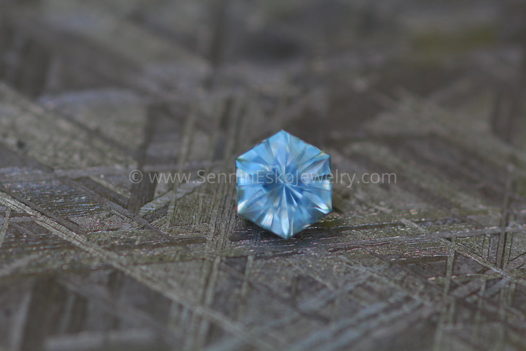 Montana Sapphire 1.24 carat Hexagon -  Precision Cut, 6.2x5.4mm Sennin Esko Jewelry Archive Tag, Beads, Blue Sapphire, Craft Supplies & Tools, Cushion Sapphire, Decagon, Fantasy Cut, F Past Hand Cut Gemstones