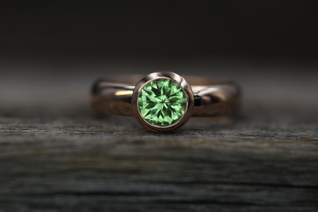 Custom Listing for Rachel - Precision Cut Green Garnet Rose Gold Bezel Ring Sennin Esko Jewelry  Custom Listing