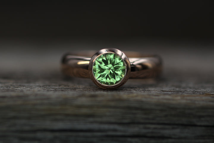 Custom Listing for Rachel - Precision Cut Green Garnet Rose Gold Bezel Ring Sennin Esko Jewelry  Custom Listing