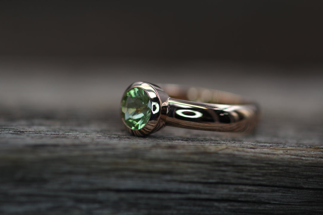 Custom Listing for Rachel - Precision Cut Green Garnet Rose Gold Bezel Ring Sennin Esko Jewelry  Custom Listing