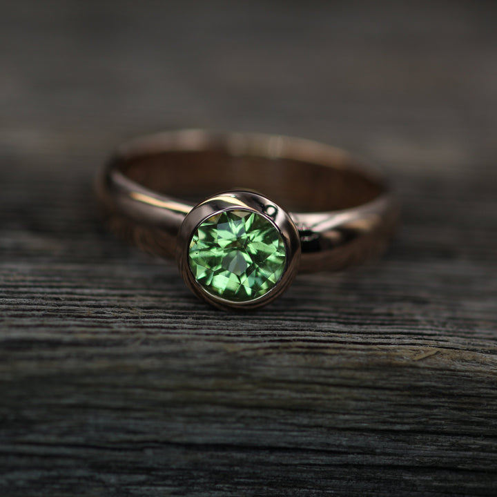 Custom Listing for Rachel - Precision Cut Green Garnet Rose Gold Bezel Ring Sennin Esko Jewelry  Custom Listing