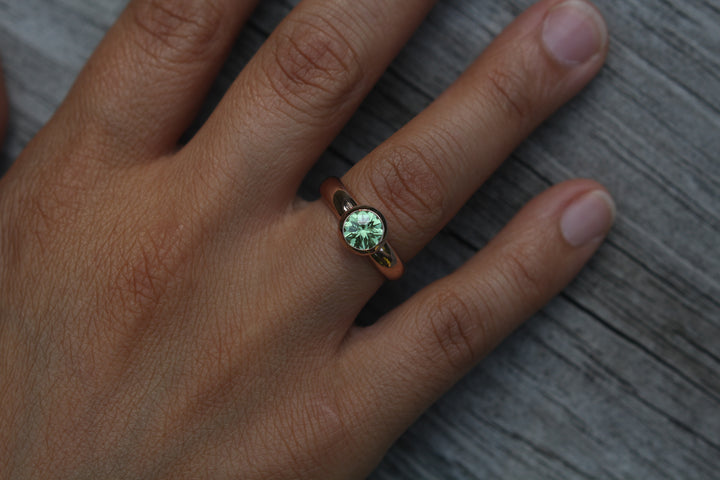 Custom Listing for Rachel - Precision Cut Green Garnet Rose Gold Bezel Ring Sennin Esko Jewelry  Custom Listing