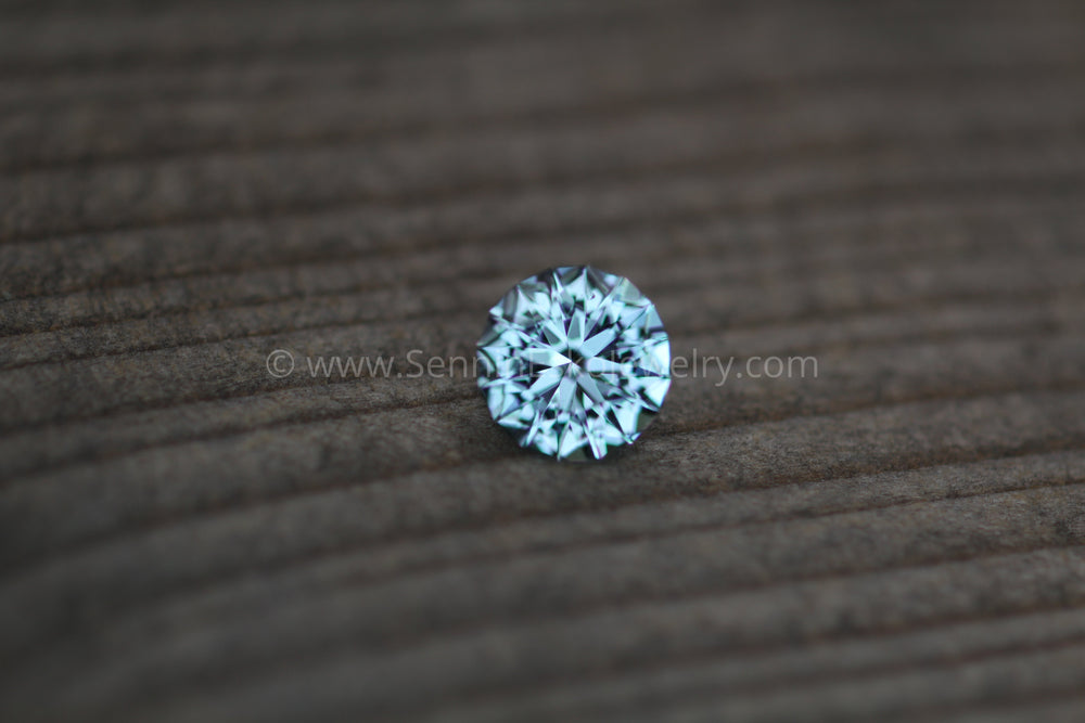 Hearts and Arrows Hand Cut Brazilian Aquamarine - 6.9mm - Precision Cut Sennin Esko Jewelry Aquamarine, Aquamarine Gem, Aquamarine Gemstone, Aquamarine Ring, Archive Tag, brilliant round, Hand Past Hand Cut Gemstones