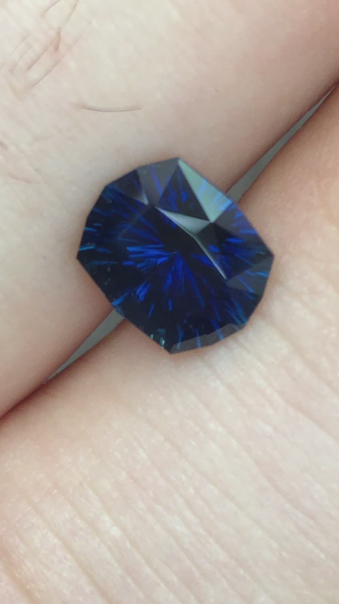 Deep Blue Sapphire Fantasy Cut 7.68x6.34mm - 1.56 carats - Nigerian Sapphire - Large Sapphire