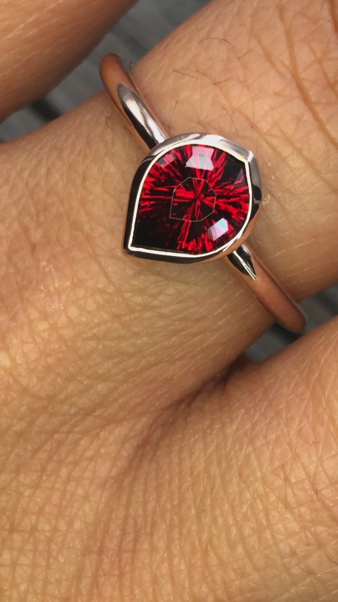 Medium/Lightweight Rose Gold Bezel Ring Setting - Depicted with Fantasy Cut Garnet (Setting Only, Center Stone Sold Separately)