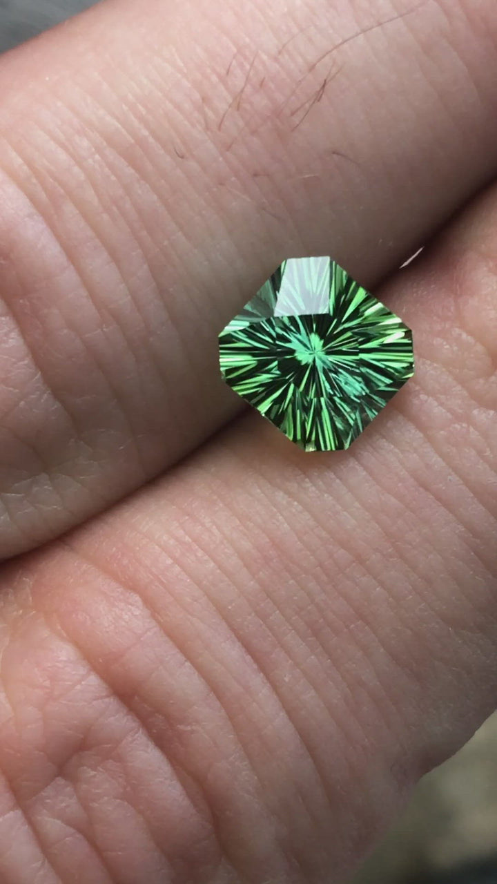 Green Congo Tourmaline Octagon Fantasy Cut - 7x7.4mm - 2 carats